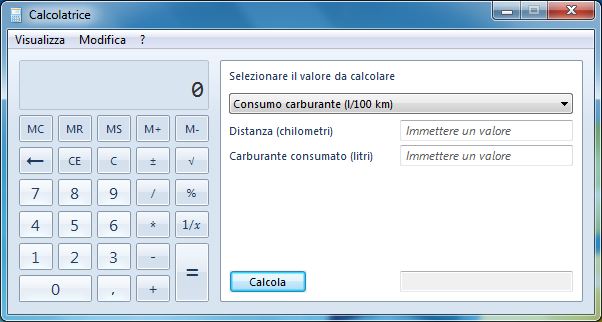 Consumo di carburante? Calcolalo con la calcolatrice di Windows 7