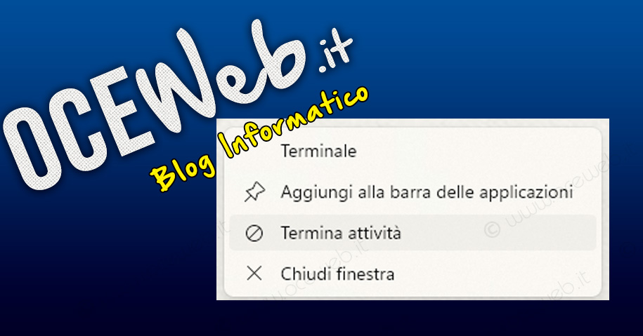 Termina attività su menu taskbar